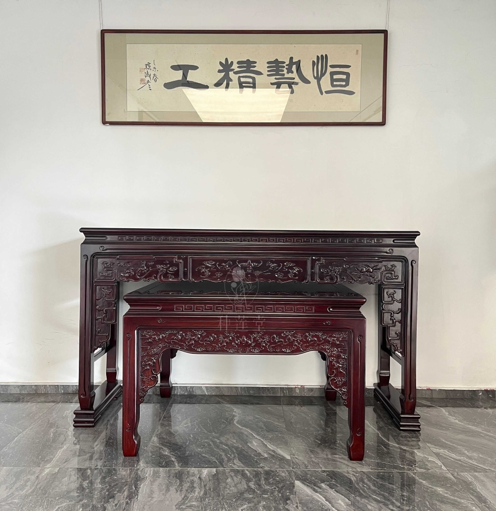 韩式供几配供桌 红檀木